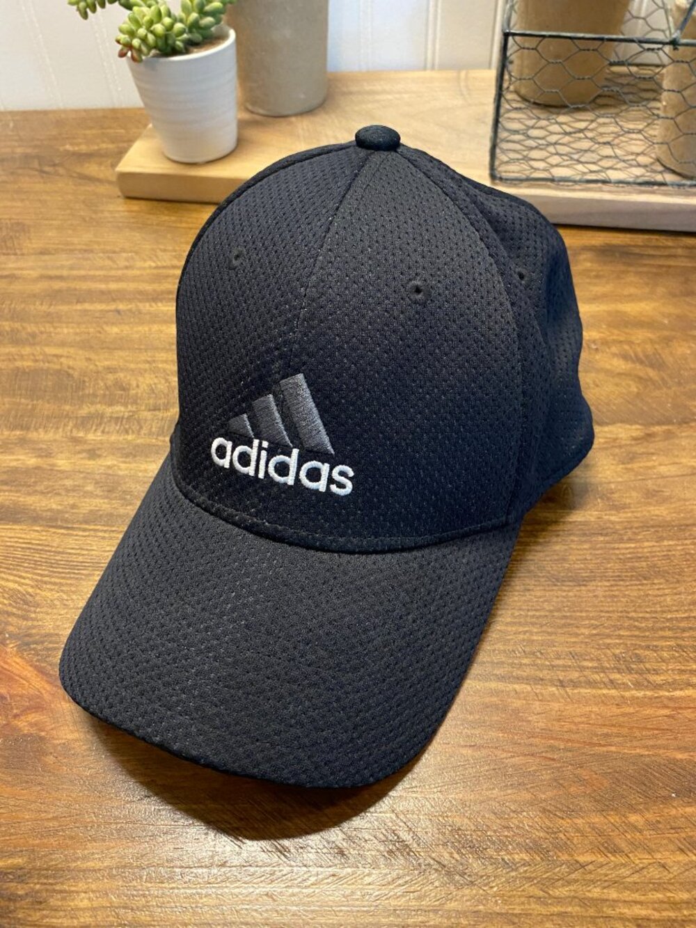 Adidas - A-Flex Black Performance Fitted Baseball Hat Cap - Size S/M